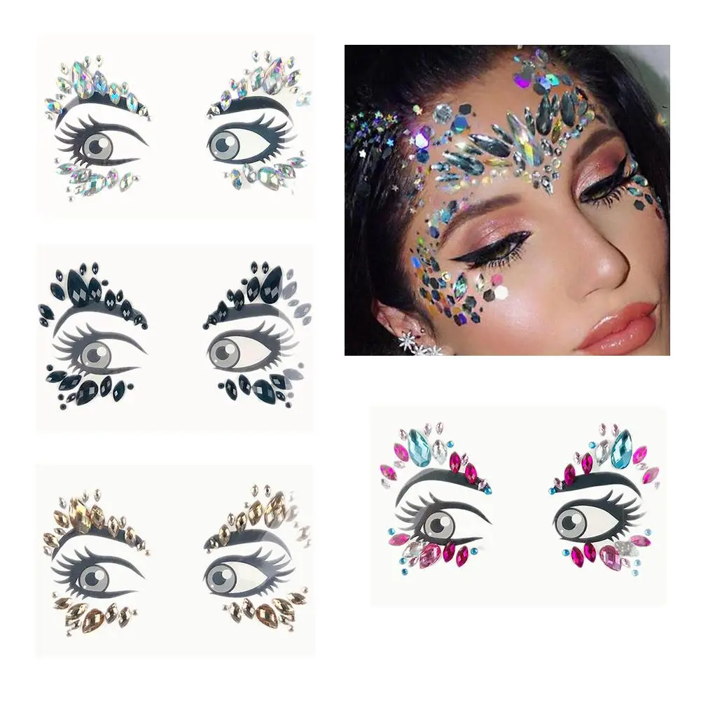 

Music Festival Face Diamond Sticker Green Resin Eyebrow Diamond Sticker Festival Party Face Jewelry Tattoo Sticker