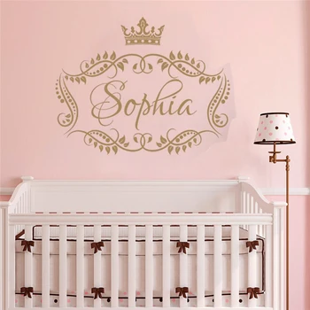 

Name Wall Sticker Girl Princess Crown Vinyl Lettering Decal Frame Custom Decals Personalized Name Decor Nursery Baby Room HY279