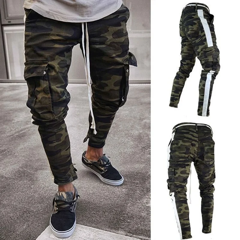 Fashion Men Jeans Multi Pocket Pencil Pants Men  Jeans Spring Autumn Casual Camouflage Jeans Men Plus Size Long Denim Pants