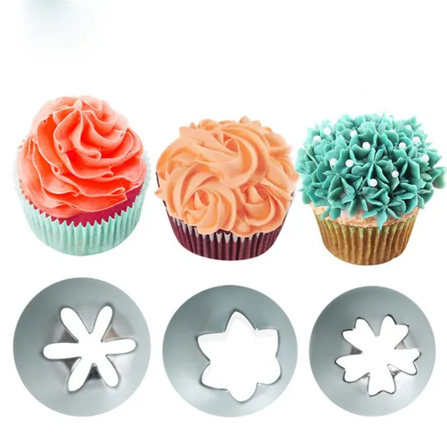 3 db/Beállított Nagy Méretű Krém Sütemény Jegesedés Csövek Orosz Fúvókák Tészta Rozsdamentes Acél Fondant Díszítő Szerszámok 1M 2F 2D - Image 2