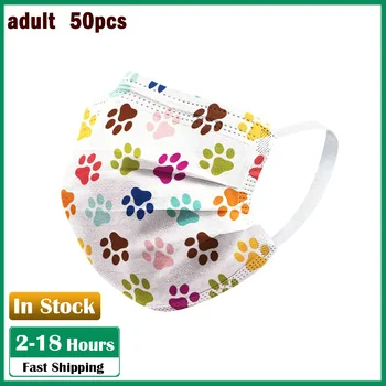 

50PCS Unisex face mask fashion Cartoon Printing Soft Non-woven Foggy Haze Masks For Adults 3-Layer Quick-drying Face Masks