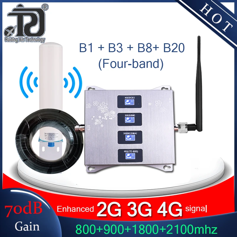 4g LTE 800 (диапазон 20)/900/1800/2100 четырехдиапазонный ретранслятор gsm 2g 3g 4G Мобильный