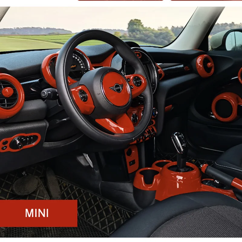 

Модификация интерьера автомобиля оранжевый стиль защита воздуховыпускного отверстия декоративная наклейка для MINI COOPER ONE CLUBMAN F54 F55 F56 F57 F60