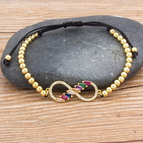 Gold Color New Design 8 Geometric Shape Adjustable Infinity Bracelets Party Wedding Jewelry for Women Birthday Gift