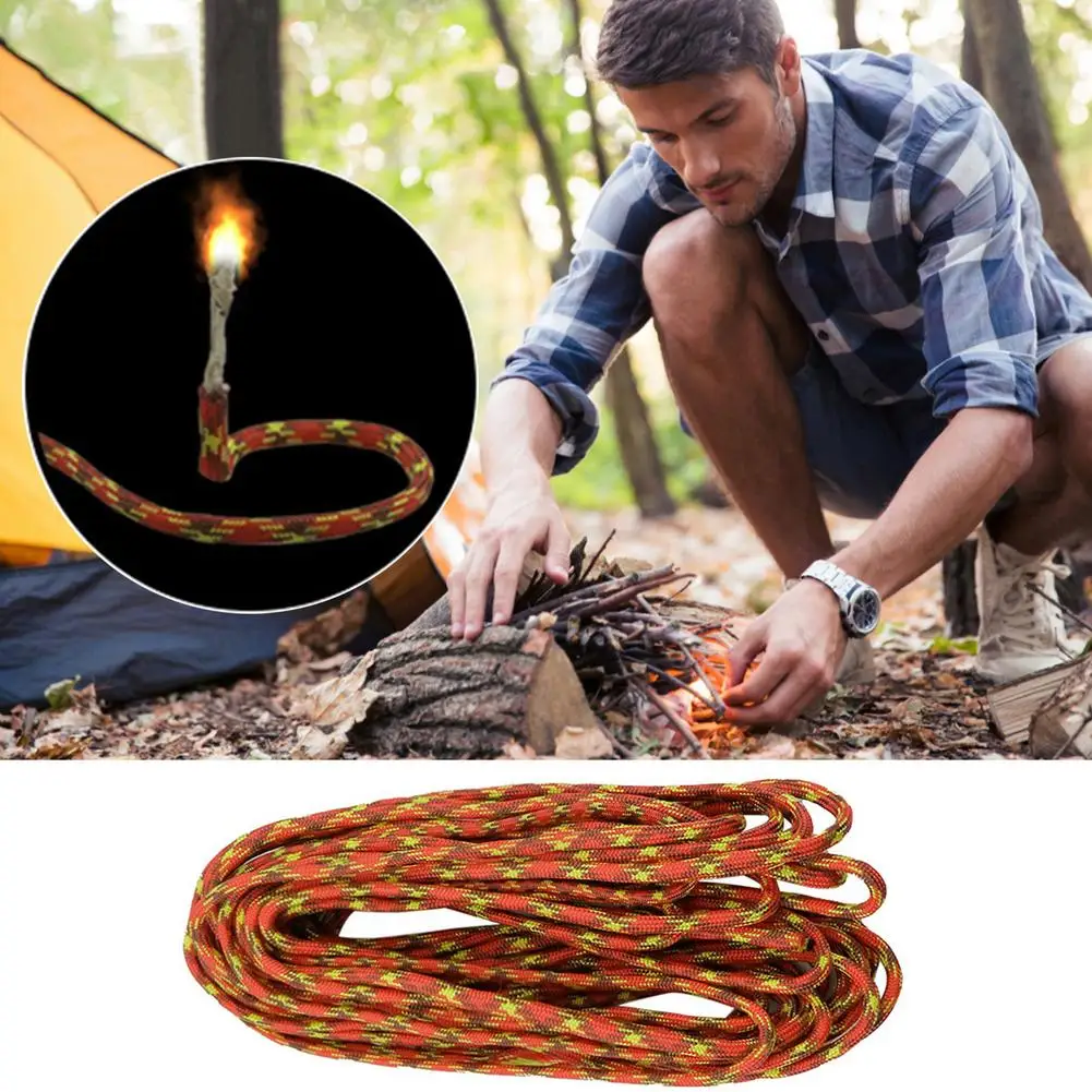 25feets Outdoor Fire Starter Jute Tinder Igniting Rope Impervious Camping Wax Dipping Ignition Cord Wick Hemp Ropes Tools | Спорт и