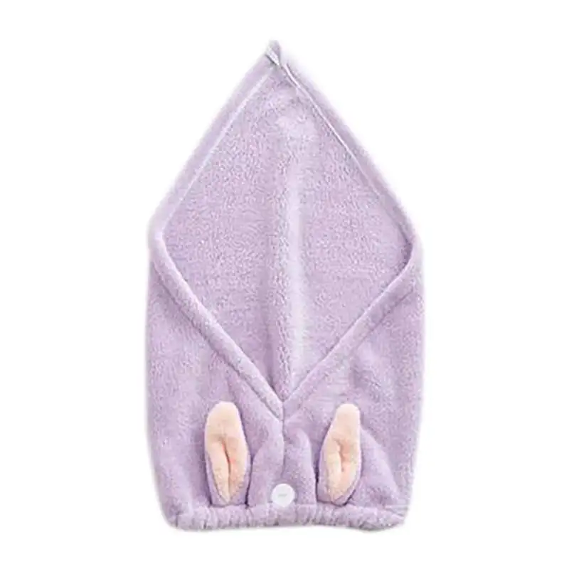 Милое быстросохнущее полотенце для волос тюрбан шапка для быстрой сушки волос обернутое полотенце банное с милыми заячьими ушками пляжное полотенце s Аксессуары для ванной комнаты - Цвет: Purple
