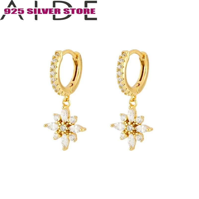 

Aide 925 Sterling Silver Hoop earrings Fashion Earrings Jewelry Zircon Snowflake Shape Pendant Fashion Earrings for Women
