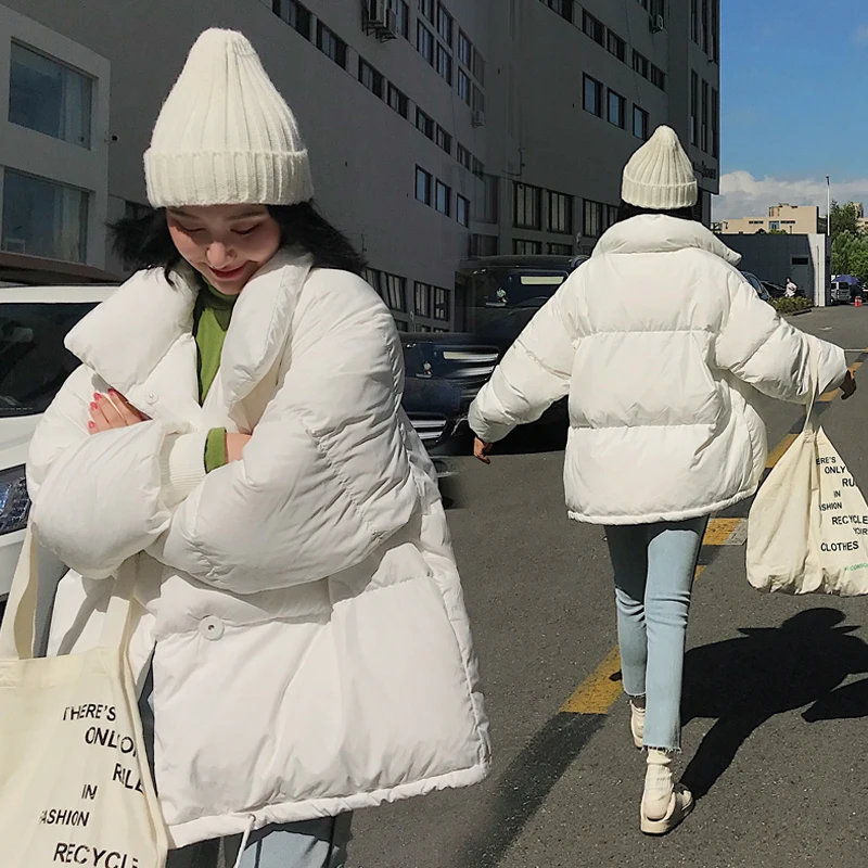 Skup Moda zima kobiety parki dół bawełny kurtka watowana ciepłe grube luźne oversize soild watowe kurtki kobiet dorywczo chleb płaszcze