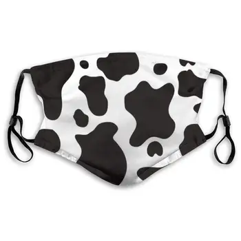 

Black And White Cow Print Mouth Masks With Filter Washable And Reusable Anti Dust Breathable Mask With Adjustable Ear Loops For
