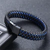 ZOSHI New Men Jewelry Punk Black Blue Braided Leather Bracelet for Men Stainless Steel Magnetic Clasp Fashion Bangles Gifts 1