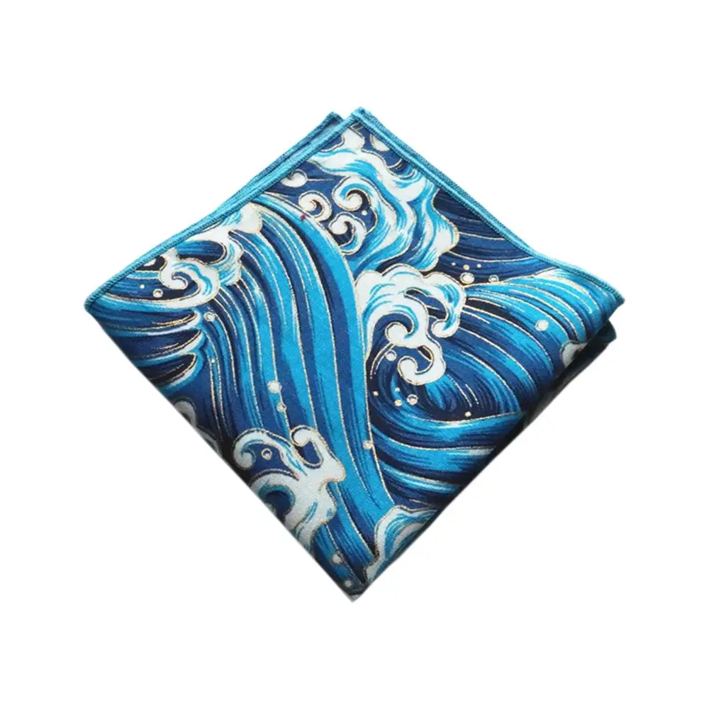 Ручной работы ткань японский стиль и Ветер мужской Карманный квадратный шарф бронзовая Бабочка волны Вишневый цветок журавль платок - Цвет: 1