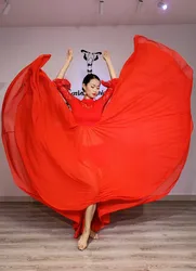Belly Dance Lace Dress, One-piece Big Swing Dress Sexy Backless Dress Three-Color Plus Size Comfortable Exercise Clothes