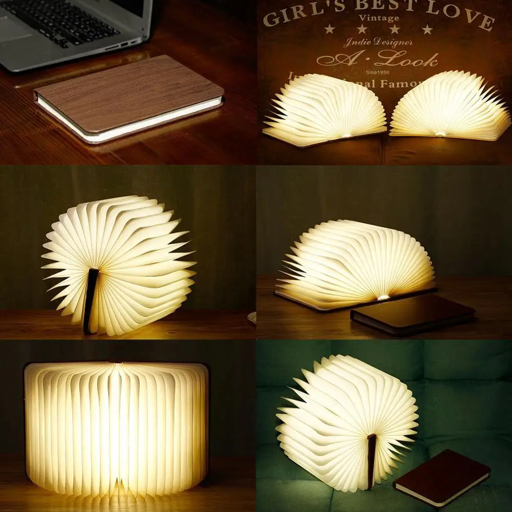 

Portable USB Rechargeable LED Magnetic Foldable Wooden Desk Night Lamp Book For Decor Lamp Light Hot Sale U8M6
