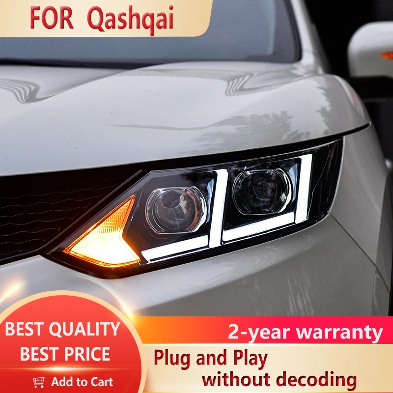 ForNissanQashqai20162019HeadlightsLEDDRLRunninglightsBiXenon