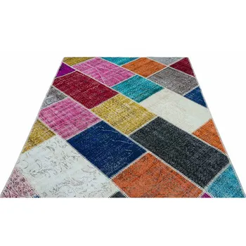 

Multicolor Patchwork, Real Handmade Rug, Unique Design, Pillow Gift!4020