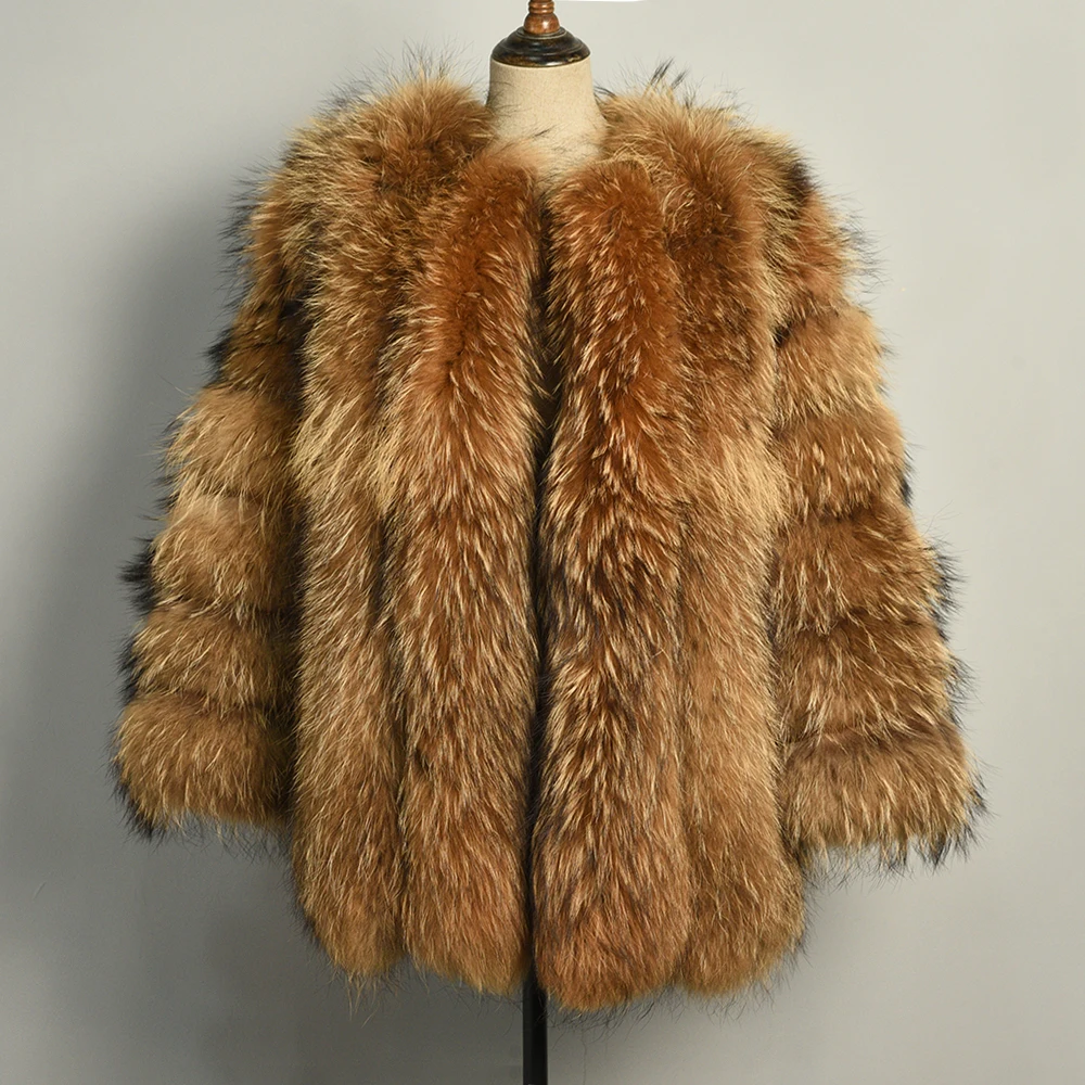 Новое пальто из натурального меха енота, Женская куртка из натурального меха, модное стильное пальто, верхняя одежда из натурального меха для девочек, высокое качество, S7158C