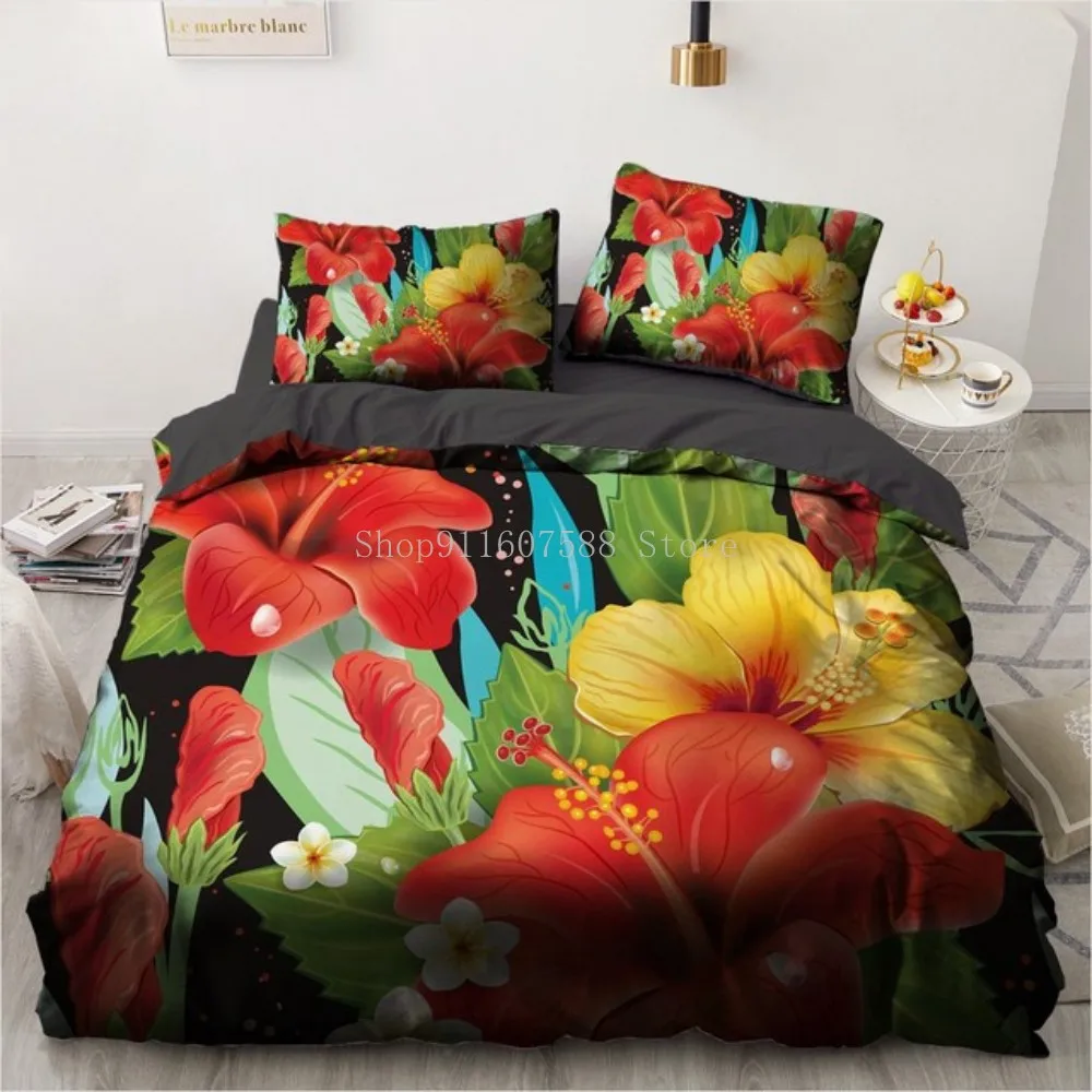 3D Plant Bedding Sets Quilt Covers Nordic Flower Duvet Cover Bedclothes King Queen Full Home Textile Bed Linens Pillow Shams 