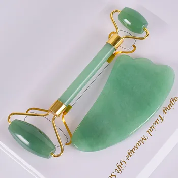 

Crystal Facial Massager Rollers Green Aventurine Set Guasha Wands Tools Beauty Roller Women Relax Rollers Massager Skin Care