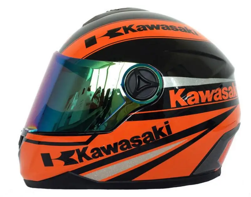 Для мотоцикла Kawasaki Профессиональный гоночный шлем классический зеленый мужской/женский мотоциклетный индивидуальный защитный шлем - Цвет: Оранжевый