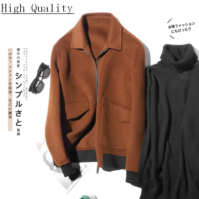 

100%Wool Coat Men Short Double-sided Man Jacket British Spring Autumn Mens Coats and Jackets Overcoat LM18-1017 KJ1468