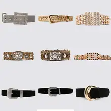Dvacaman ZA металлический ремень с кристаллами для женщин, искусственный жемчуг, цепочка с пряжкой, пояс, зимние женские ювелирные изделия, аксессуары для талии