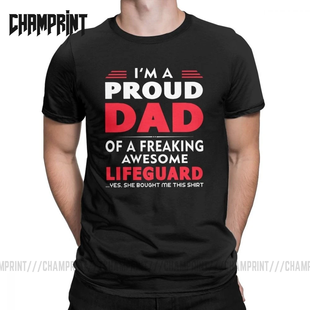 Футболка для мужчин из хлопка с надписью Proud Dad Of A Lifeguard|Футболки| |