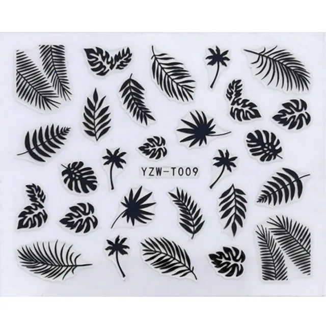 Nail Stickers for Manicure Nail Sticker Sliders For Nails Decal Self-adhesive Nails Figures Transfer Black DIY Accessories YZW-T009 balck
