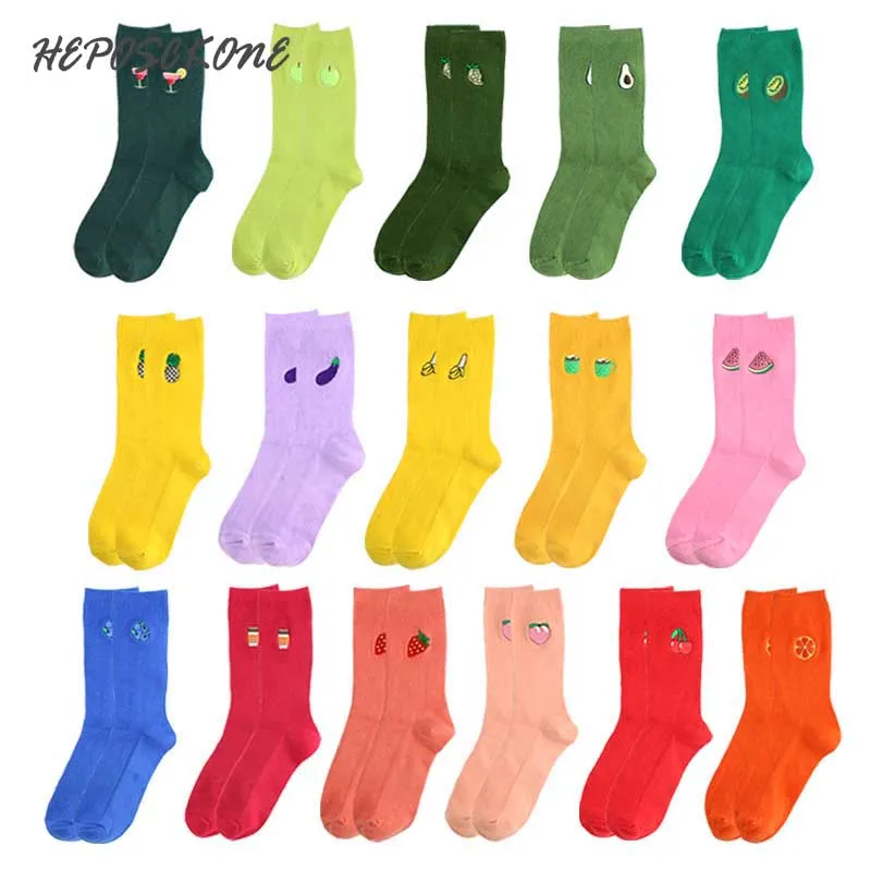 В студенческом стиле, банан/черника/арбуз/яблоко/вишня/Персик/авокадо/сосновое яблоко/Клубника Фрукты милые носки для девочек Подарки