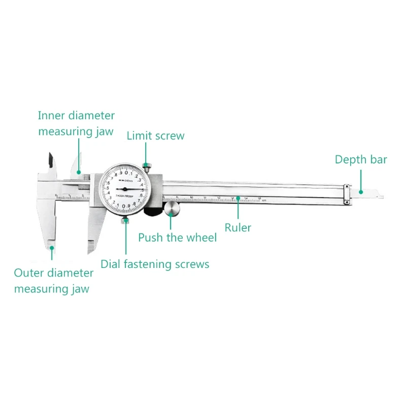 US $20.74 Metric Gauge Precision Dial Vernier Caliper Measuring Tool 0150mm ShockProof Carbon Steel Multifunctional Ruler