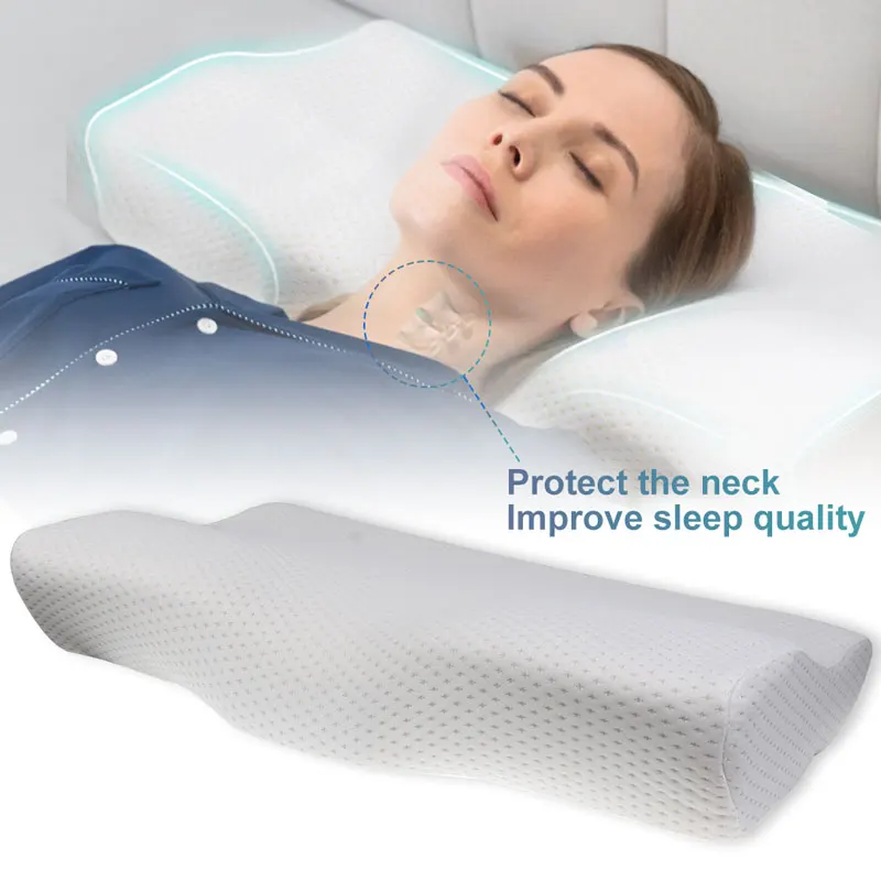 

Neck Protection Memory Foam Pillow High Low Curve For Supine Lateral Slow Rebound Anti-Snore Four Seasons General Pillow 50*30CM