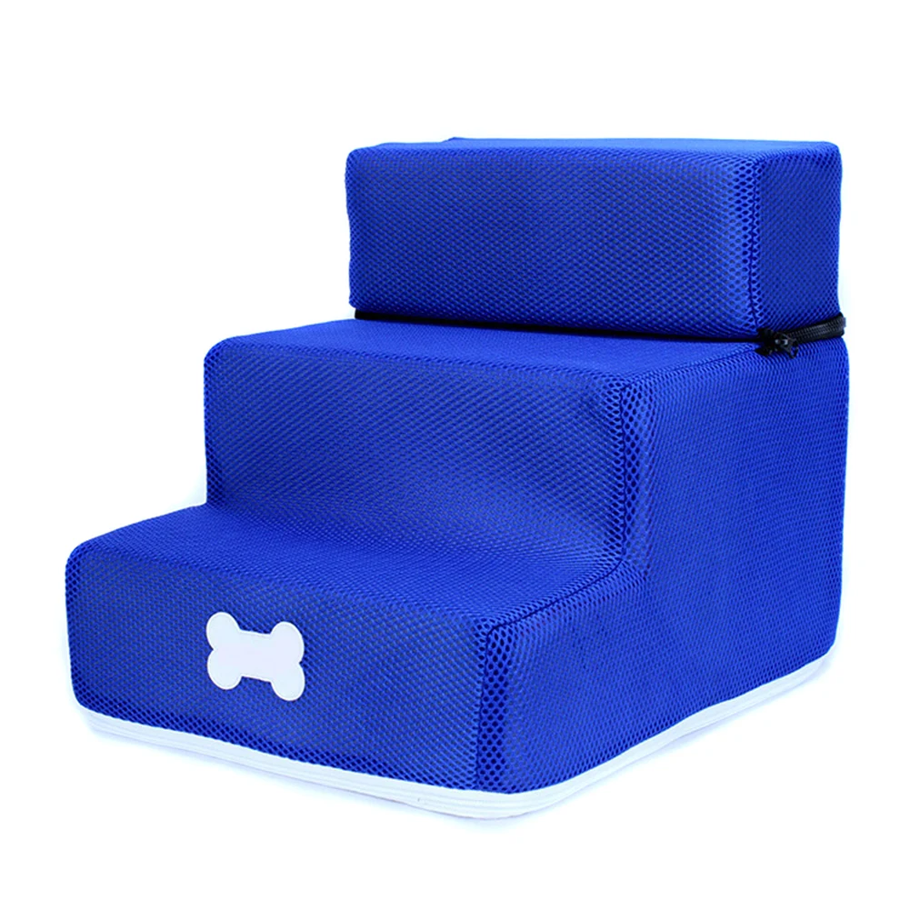 dark blue mesh cloth Новые Pet кожа/сетка лестничные ступени собака Съемная 3-история лестница моющиеся лестница для кошек, собак, XOA88 - Цвет: dark blue mesh cloth