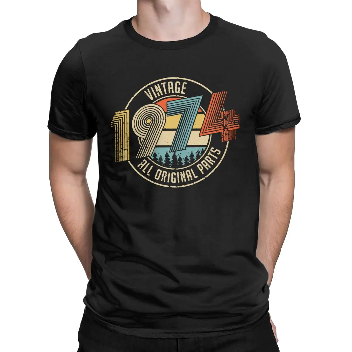 

Vintage Born in 1974 All Original Parts 49th Birthday Gifts T shirt for men 100% Cotton Tees Short Sleeve O Neck Clothes 6XL