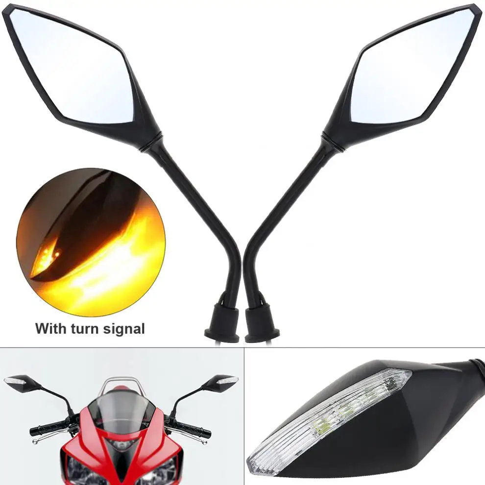 2pcs Motorcycle LED Turn Signal Rearview Mirrors Sport Bike Motorbike Side Mirrors Motor Accessories