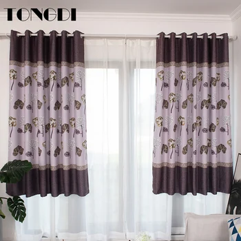 

TONGDI Printing Elegant Leaves Floral Blackout Curtains Pastoral Decoration For Home Parlor Sitting Room Bedroom Living Room