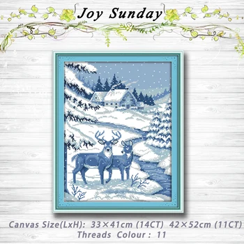 

Two snow deer decor painting 14CT11CT counted cross stitch kits embroidery set Needlework Set chinese cross stitch Home decor