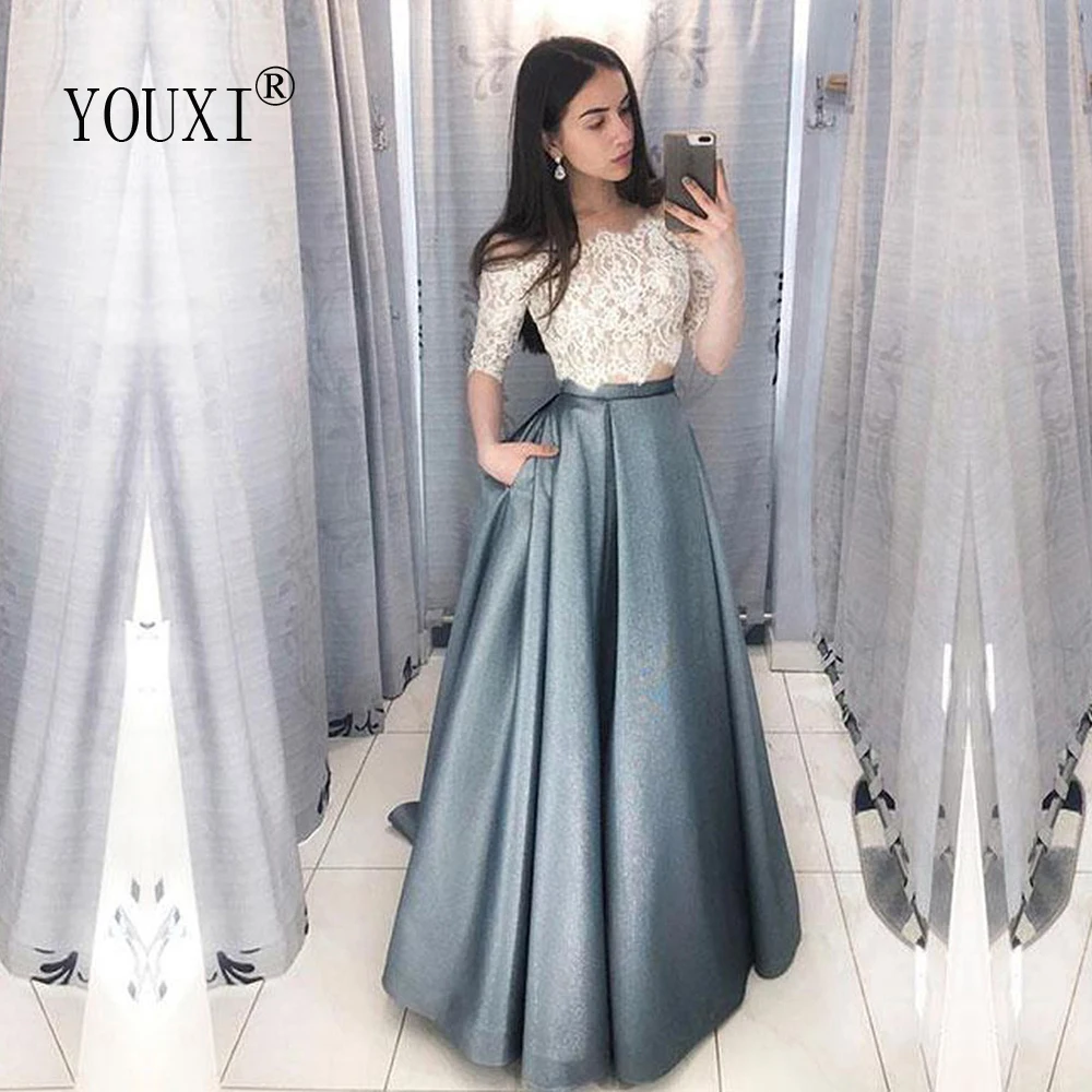 two piece prom dress with pockets