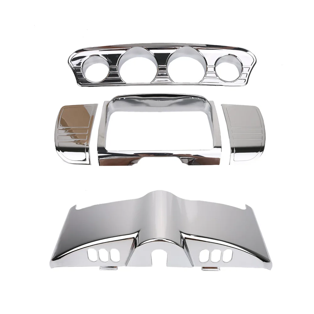 Армейский зеленый Motorcycle Chrome Instrument Fairing Cover Switch Panel Tri Line Trim For Harley Touring Electra Street Glides - Цвет: Армейский зеленый