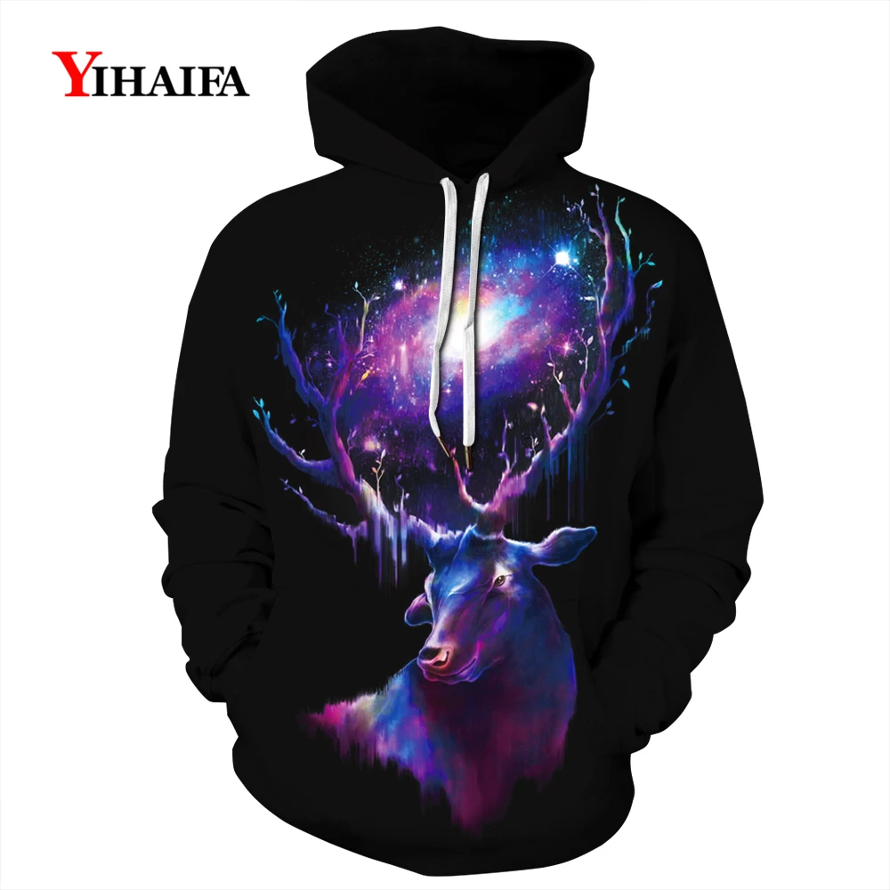 

Fashion Sweatshirt 3D Hoodies Galaxy Deer Graphic Men Male Pattern Streetwear Pullover Tracksuit Unisex Clothes Coat Tops