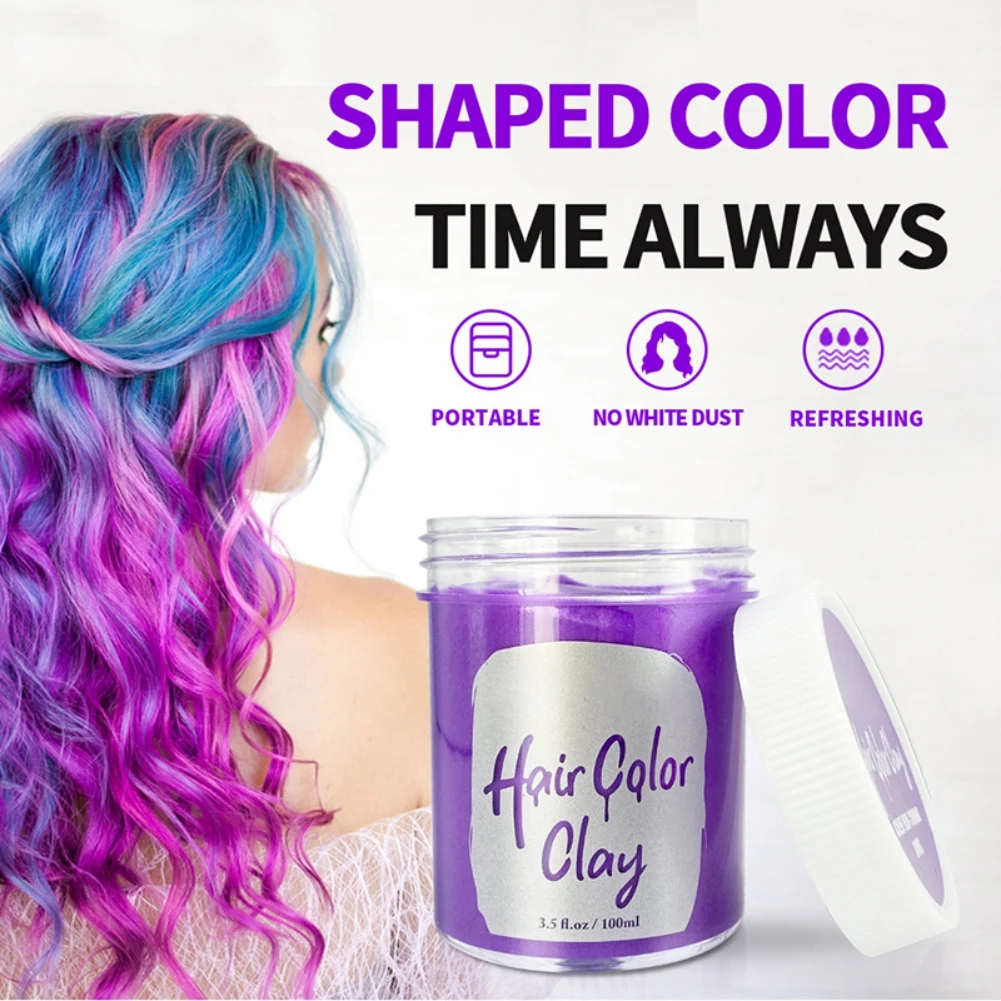 4 Colors Hair Color Clay Hair Wax Temporary Hair Dye for Hair Styling Blue  Gray Purple Yellow|Hair Color| - AliExpress