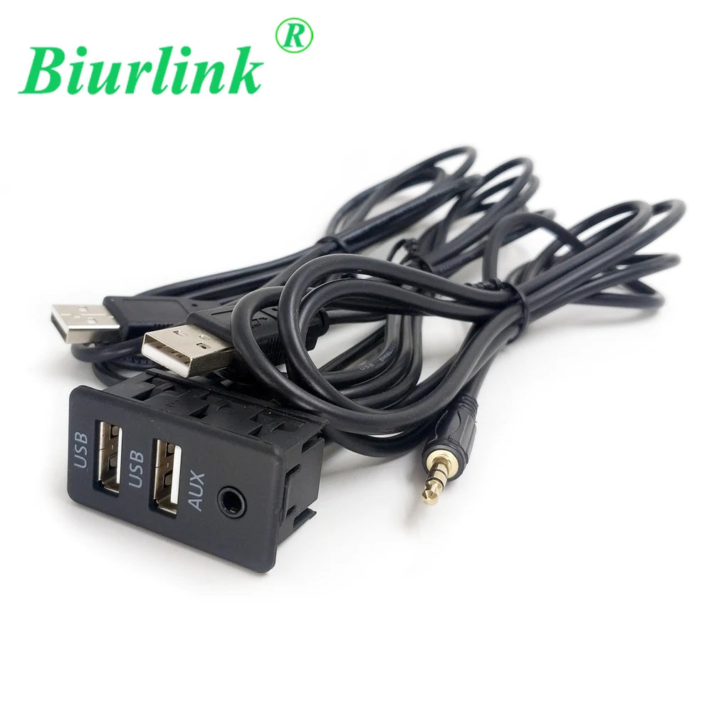 Универсальный автомобильный Удлинительный кабель Biurlink с двумя USB портами AUX