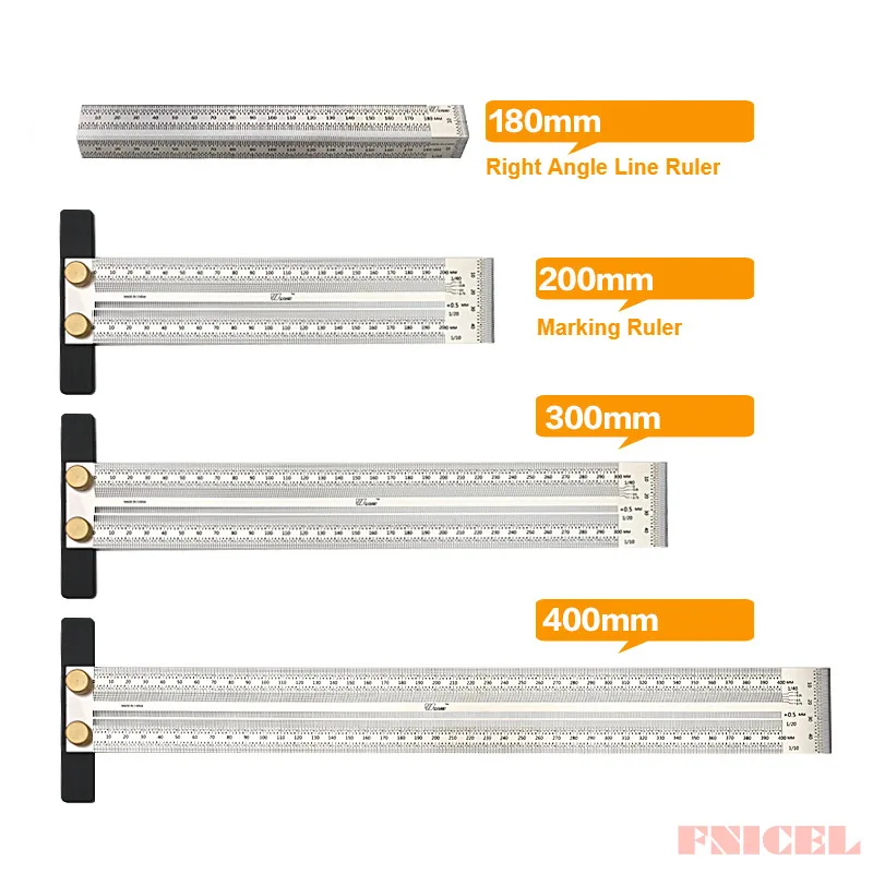 Высокоточная шкала линейка Т-типа отверстие линейка из нержавеющей стали деревообрабатывающий Scribing Mark линия Калибр плотник измерительный инструмент