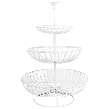 

Home 3 Layer Fruit Plate Countertop Metal Fruit Basket Black Retro Style Tray Rack Household Kitchen Supplies Storage Basket