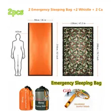 2 шт. Аварийный Мешок Bivy, спальный мешок для выживания аварийное одеяло легкий и компактный механизм для выживания со свистком+ карабином