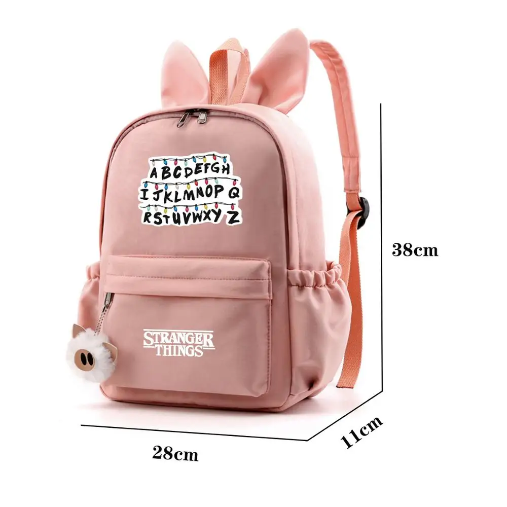 Странные вещи милые Mochila уши кролика женские светящиеся рюкзак для школьников/студентов дорожные сумки водонепроницаемые холщовые сумки для девочек