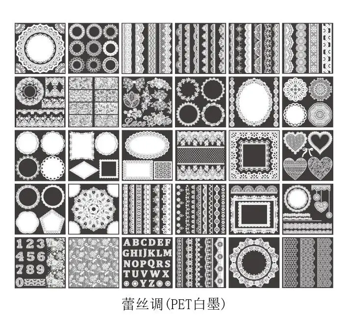 

30 sheets Black Paper Lace/Alphabet/Written words Daily Material Paper Label Sticker DIY Planner Scrapbooking Label Diary Album