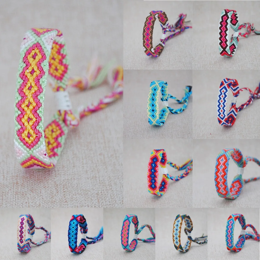 #*Cheap Nepal Handmade Woven Rope Bracelet Ethnic Colorful Mix Adjustable Bracelet Women Friendship Birthday Gift Bracelet Jewelry