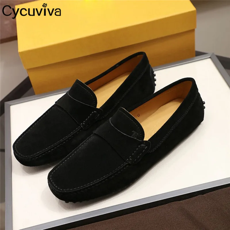Hot Summer Walk Shoes Men Black Suede Loafers Men Shoes 2020 Runway Casual Flat Shoes Male Classic Round Toe Slip On Loafers - Image 2