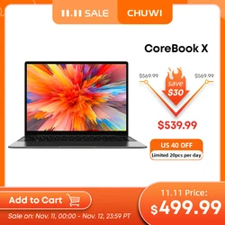 CHUWI – pc portable CoreBook X, écran 2K de 14 pouces, processeur Intel Core i5 8259U, Iris Plus Graphics 655, 8 go de RAM, SSD de 512 go, Windows 10 