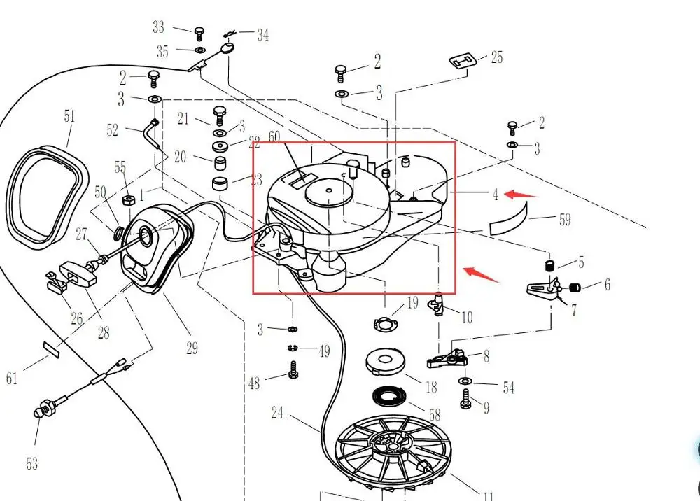 F25-05160100 Starter Case for Parsun HDX Makara F20 F25 4-stroke Outboard Engine