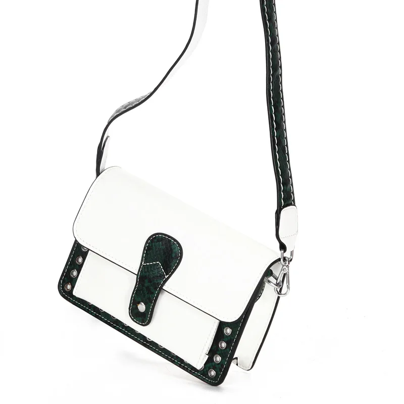 

Autumn And Winter New Style INS Ultra-Fire Red WOMEN'S Leather Bags Contrast Color Shoulder Leather Bag Shoulder Square Sling Ba